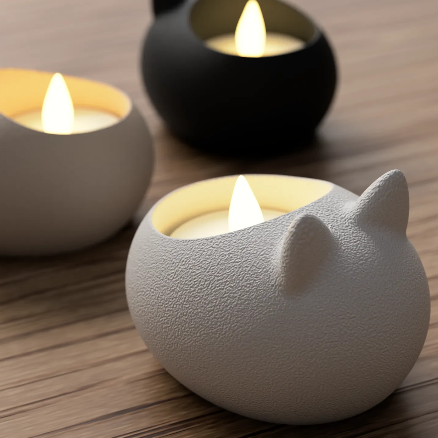 Suporte para Velas LED em Formato de Gato